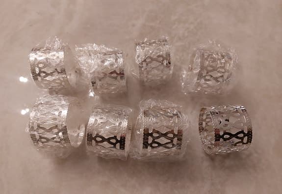 8 st Nya servettringar silverfärgade silver