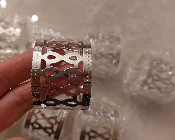 8 st Nya servettringar silverfärgade silver