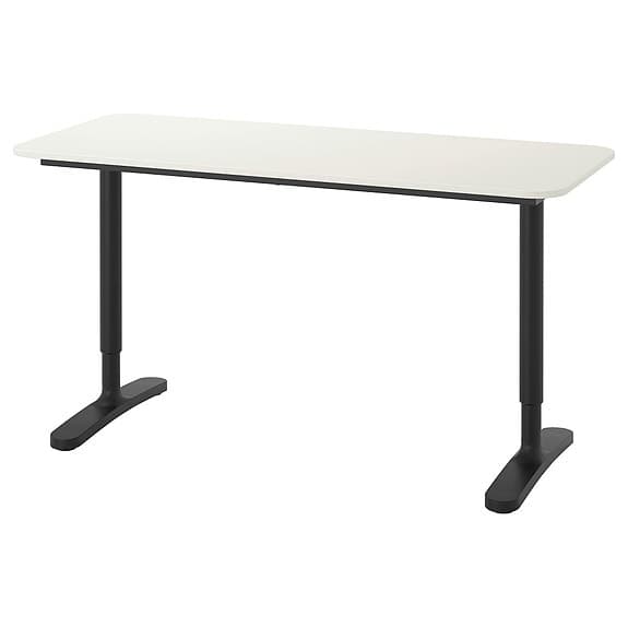IKEA skrivbord (BEKANT 160x80 cm) vitt med svarta ben (sitt/stå)