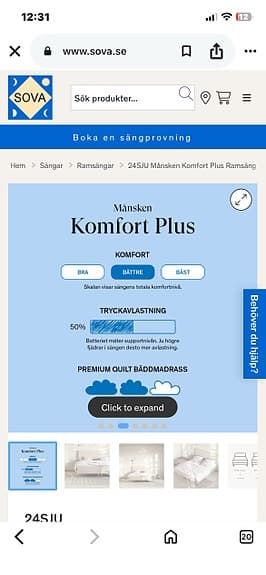 Hilding Månsken Komfort Plus ramsäng beige