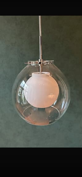 Glaspendel / taklampa med dubbel glob