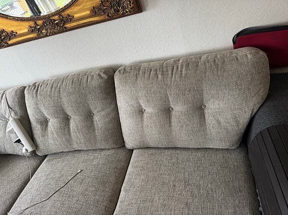 L-soffa samt puff till salu