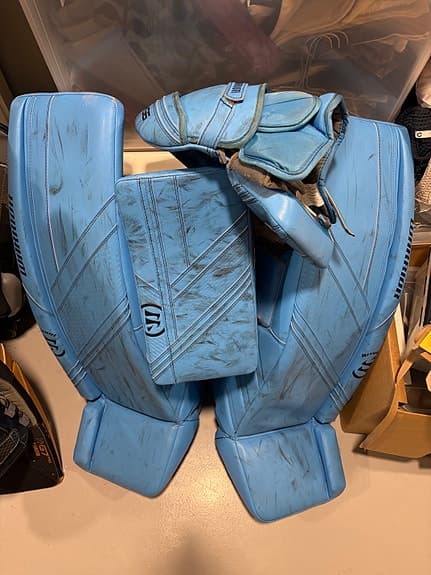 Warrior målvaktsutrustning benskydd plock och block blå