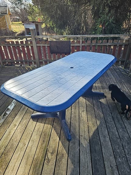 Trädgårdsbord plast blå rektangulärt