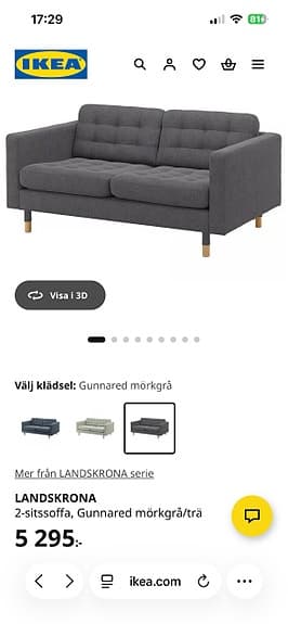2-sitssoffa IKEA Landskrona grå