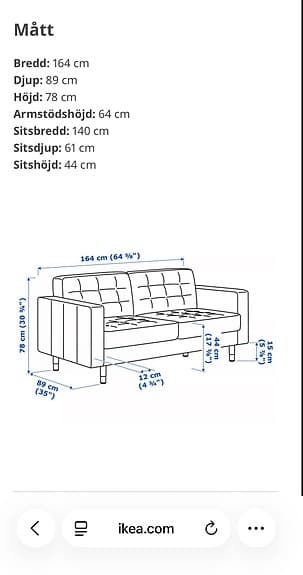 2-sitssoffa IKEA Landskrona grå