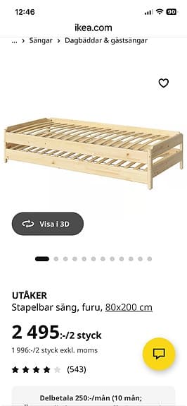 IKEA sängram enkel furu