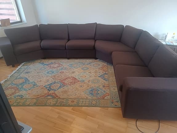 Hörnsoffa brun tyg