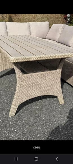 Trädgårdsbord rektangulärt konstrotting beige