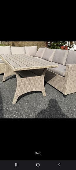 Trädgårdsbord rektangulärt konstrotting beige