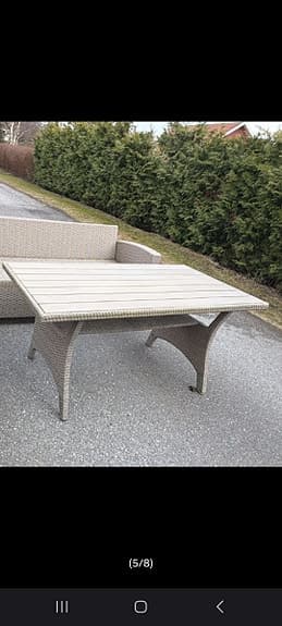 Trädgårdsbord rektangulärt konstrotting beige