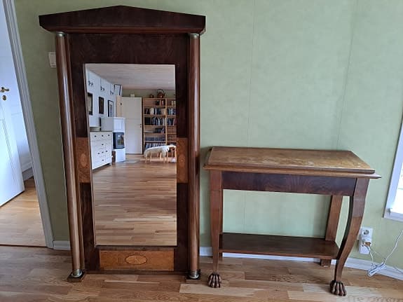 Spegel och konsolbord trä brun