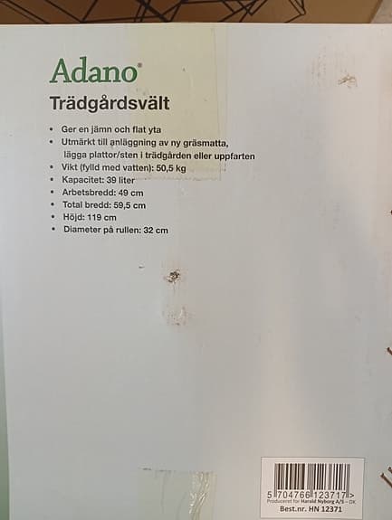 Trädgårdsvält, oanvänd