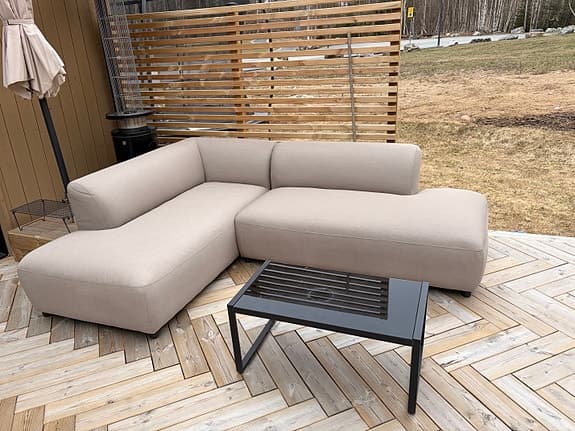 Hörnsoffa utomhus beige tyg