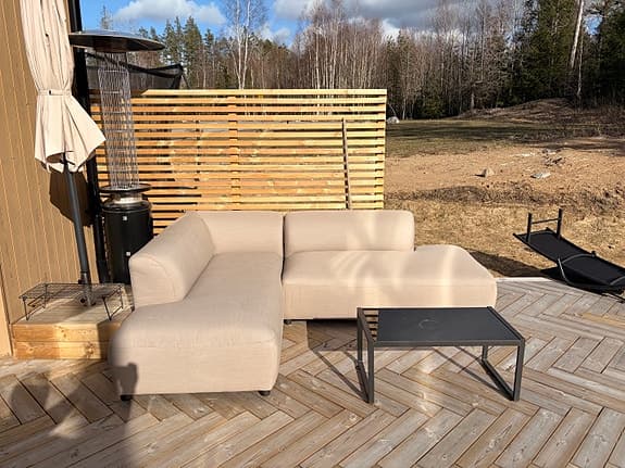 Hörnsoffa utomhus beige tyg