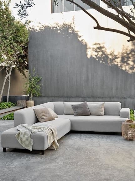 Hörnsoffa utomhus beige tyg