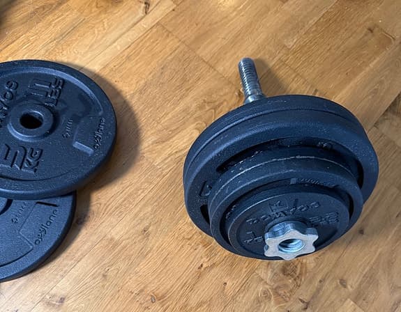 3 x Hantelkit 25 mm, 20 kg + extravikter (4x5kg)