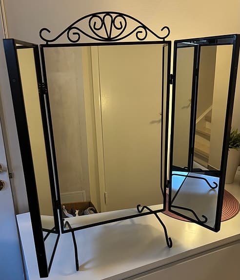 IKEA spegel med tre paneler svart metall