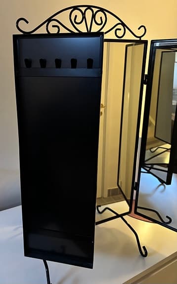 IKEA spegel med tre paneler svart metall