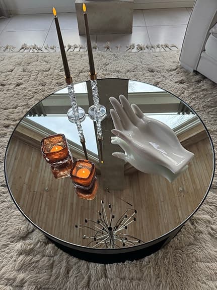 Design/Soffbord, runt med spegelglas
