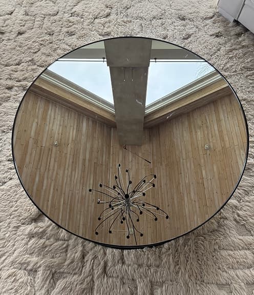 Design/Soffbord, runt med spegelglas