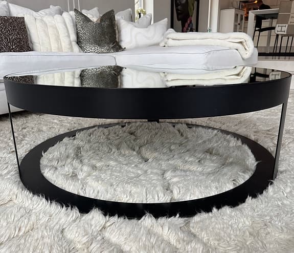 Design/Soffbord, runt med spegelglas