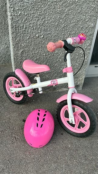 Nordic Bike barn lär & spring  12" rosa