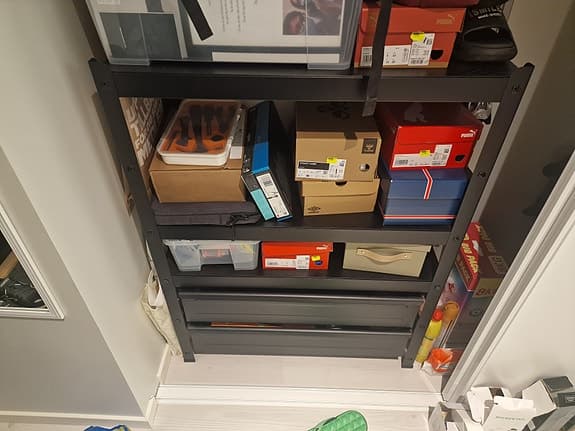 IKEA BROR hylla med lådor – svart 85x40x89 cm, nyskick