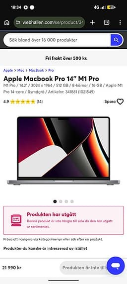 MacBook Pro 14 M1 Pro /16/512GB (Silver)