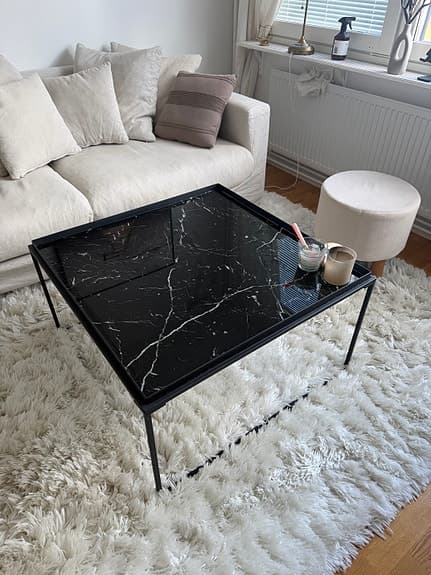 Soffbord Burwick 80 cm – svart marmormönster