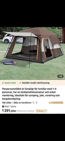 Flerpersonstält 1–4 personer brun