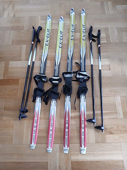 Exel längdskidor med stavar junior 120–130 cm flerfärgad