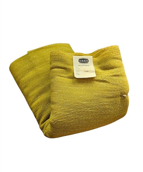 Vintage gult/ senapsgult dansk dralon tyg 4 m, oanvänd. Påsktextil gul.
