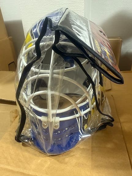 SportMe Black Ice street hockey målvaktsmask blå gul