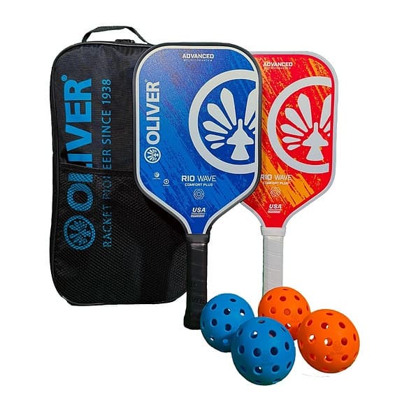 Pickleball set med 2 rack, 2 bollar och väska