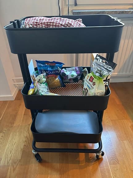 A movable trolley for storing things in a perfect condition.