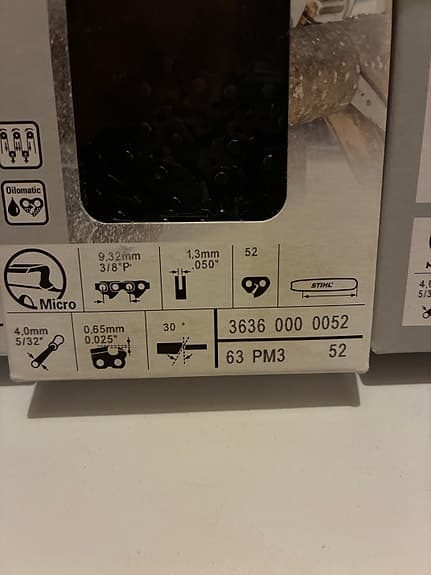 Stihl 63 PM3 kedja 3/8" P 1,3 mm 52 drivlänkar