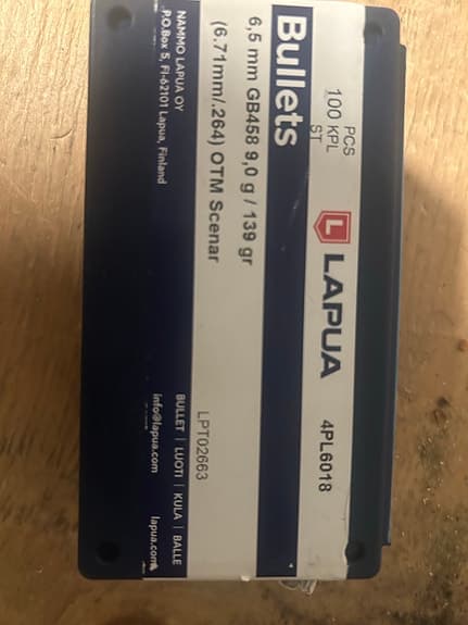 139gr .264 6.5mm scenar kulor