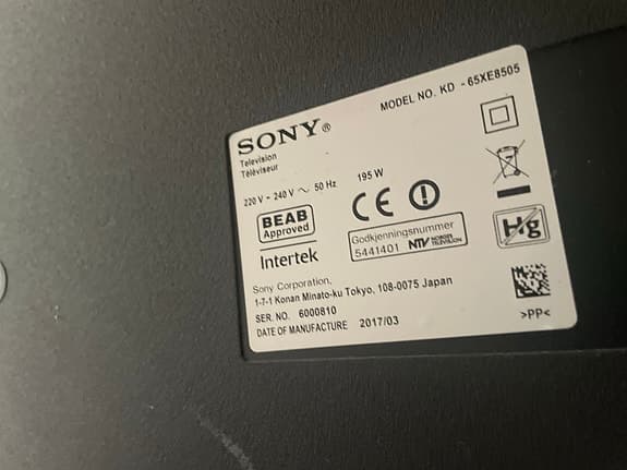 Sony KD-65XE8505 TV 65 tum svart
