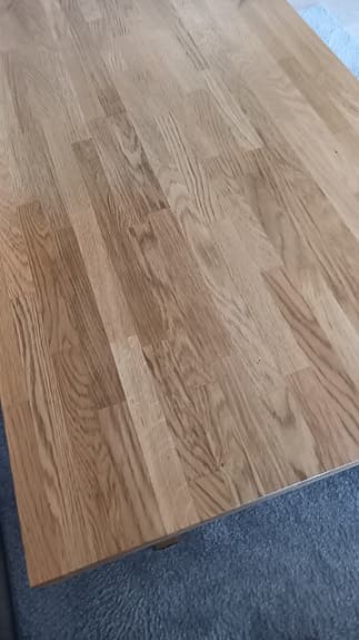 Soffbord i massiv ek med hylla rektangulärt