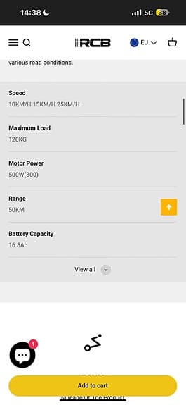 RCB R10S elscooter 500W svart röd