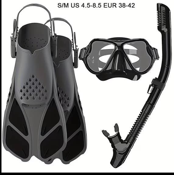 Snorkelset med fenor, mask och snorkel svart S/M EUR 38–42