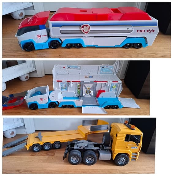 Paw Patrol lastbil & Bruder lastbil med släp