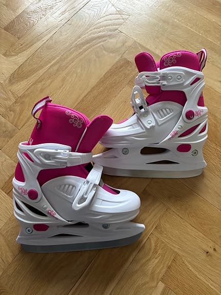 Rookie 4 skridskor barn justerbar storlek 29-32  vit rosa