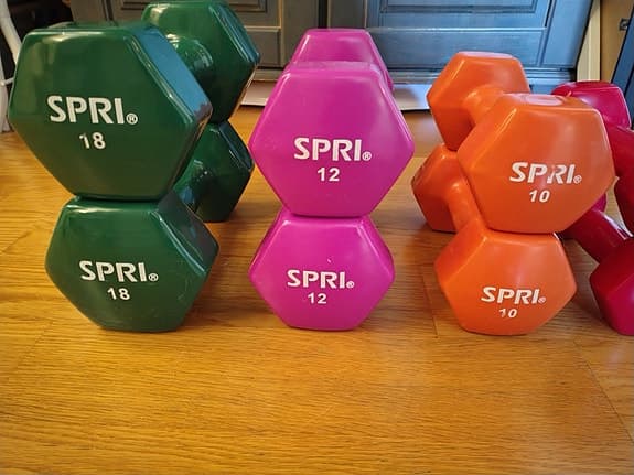 SPRI hantlar, 6 par i olika vikter