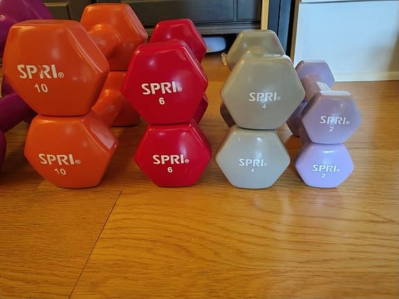 SPRI hantlar, 6 par i olika vikter