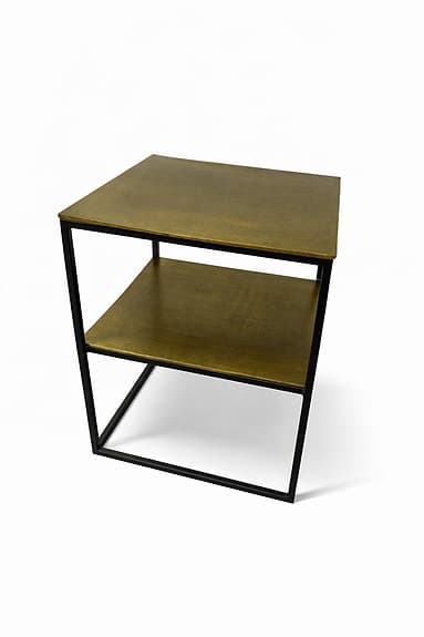 G&C sidobord metall skiva mässingsfärgad med hylla