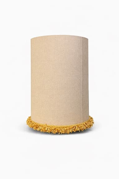 Alde & Lind Lampskärm cylinder beige med gul lin frans