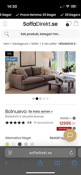 Bolnuevo Mullvad soffa 3-sits