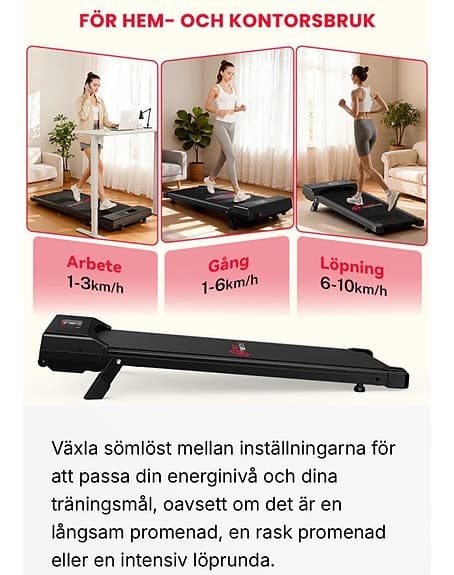 Helt nytt löpband, 10km/h & 5 % lutning svart